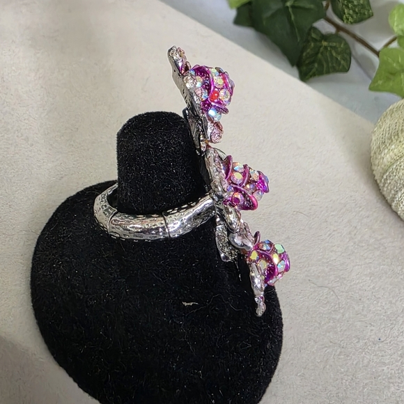 Statement Pink Rose Flower Stretch Ring - Picture 6 of 8